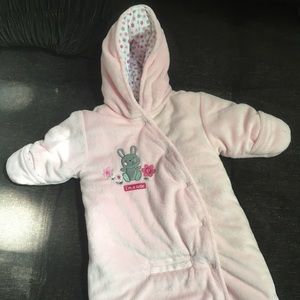 Carter’s fuzzy pink hooded baby car seat sack